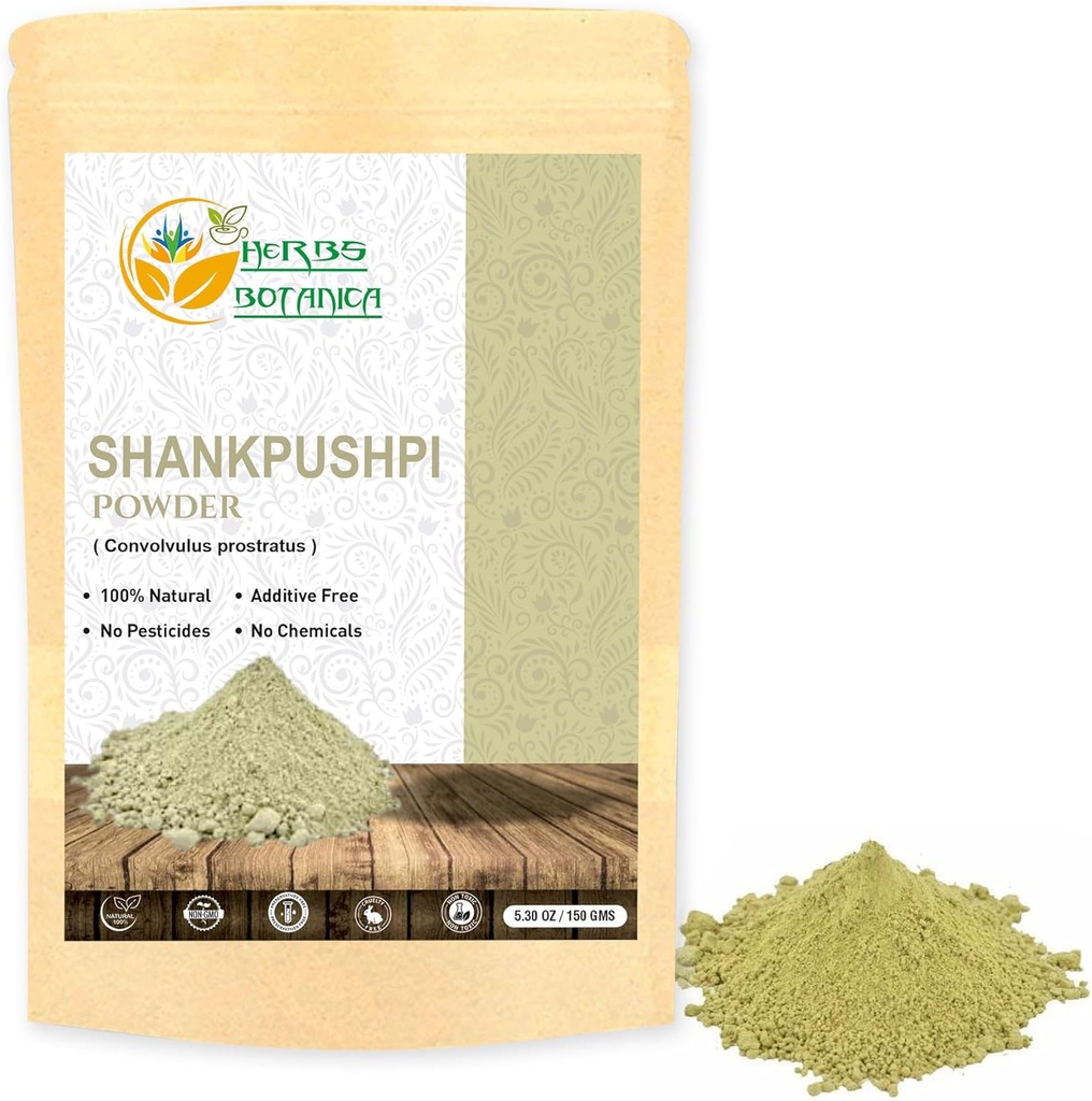Herbs Botanica Shankhpushpi Powder Convolvulus Pluricaulis 100% Natural tención apoya la digestión, inmunidad, " Función cognitiva 5.3 oz