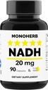 MONOHERB NADH 20 mg - 90 cápsulas vegetarianas - Reducido Nicotinamide Adenine Dinucleotide Suplemento