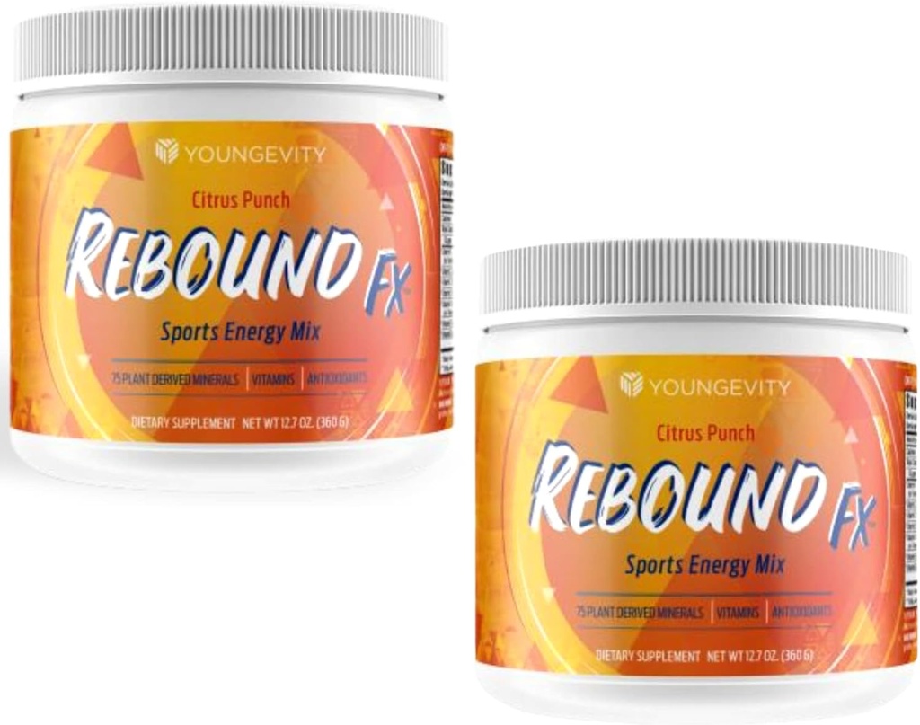 Youngevity Rebound Fx Citrus Powder, 360g – Suplemento de Energía, Enriquecido con Vitaminas, Minerales y Antioxidantes – Immune System Booster Powder - Energy Vitamins Drink Mix for Women &amp; Hombre (2 Pack)