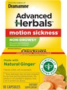 De los creadores de Dramamina, Herbals avanzados, No-Drowsy, Motion Sickness Relief, Made with Natural Ginger, 18 Conde