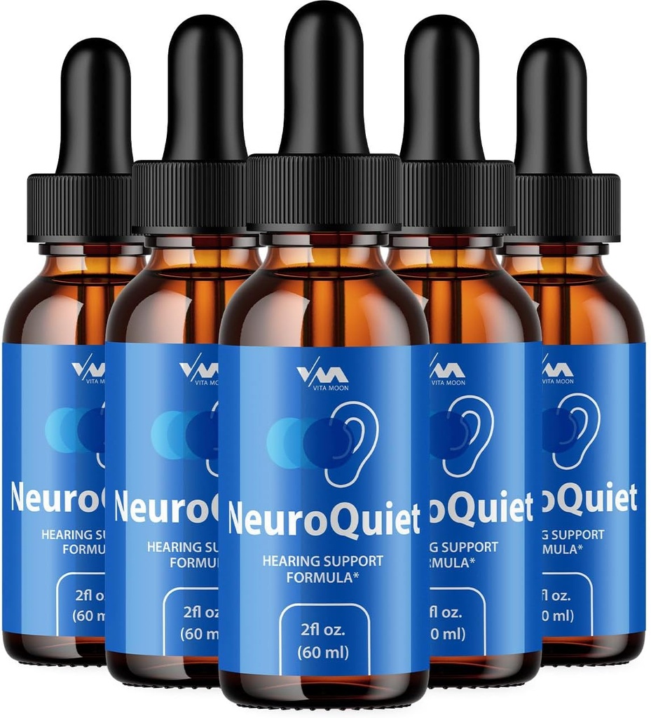 (5 Pack) NeuroQuiet Drops - Neuro Quiet Advanced Formula Hearing Support, Cognitive Health, y Global Wellness, 5 Month Supply