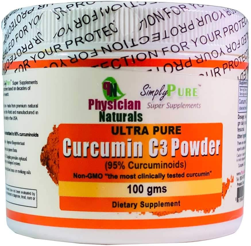 Curcumina ultra pura C3 Complejo Polvo 100% Pura Curcumina Extracto 100 GMS 11X Absorción Soporte Conjunto y Salud Inmune