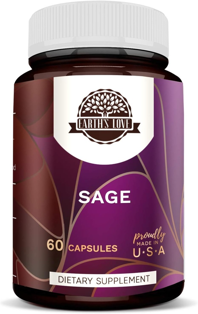 HerbEra Earth's Love - Sage 60 Capsules, 500 mg, Sage (Salvia officinalis) Leaf seco (60 cápsulas)