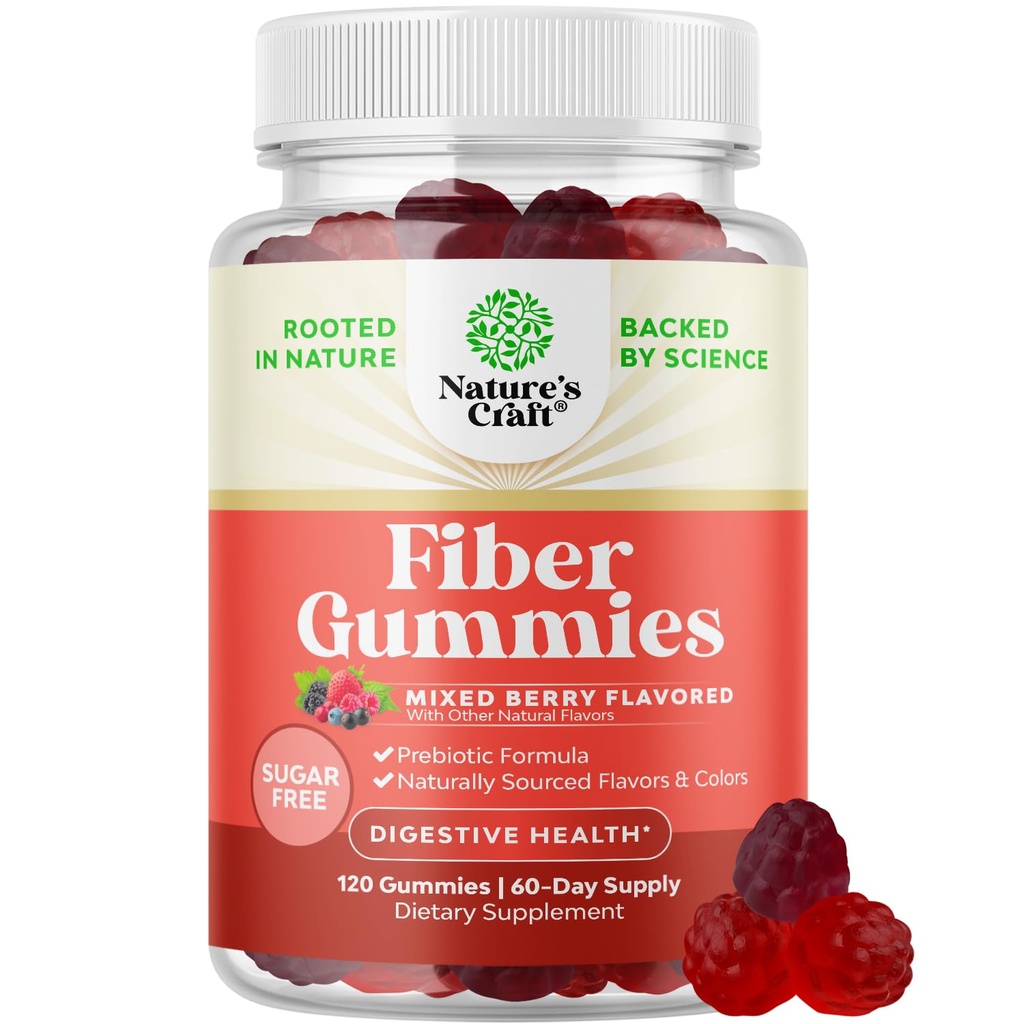 Fiber Gummies for Adults - Chicory Root Suplemento con Prebiotic Support for Gut & Digestive Health - Soluble Digestion Capsules for Stomach Regulation & Immune Aid - Sugar Free & Vegan - 120 Count