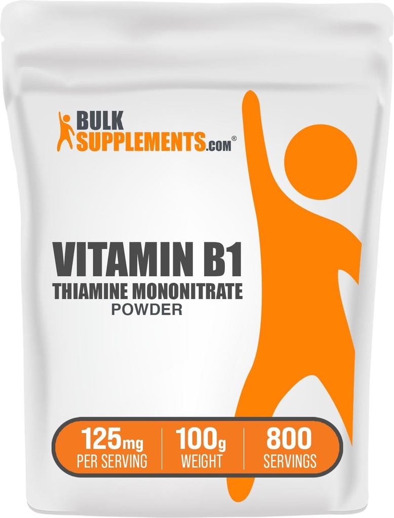 BulkSupplements.com Polvo de monolito de tiamina - Vitamina B1 Polvo, Thiamine B1 Suplemento - B1 Vitaminas, Gluten Gratis, 125 mg por ser, 100g (3,5 oz) (Pack of 1)