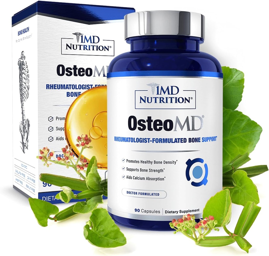 1MD Nutrition OsteoMD for Comprehensive Support - Suplemento para Mujeres y Hombres - Promover la Densidad w/Vitamin D - Hydroxyapatite w/Vitamin D3 & K2-90 Capsules