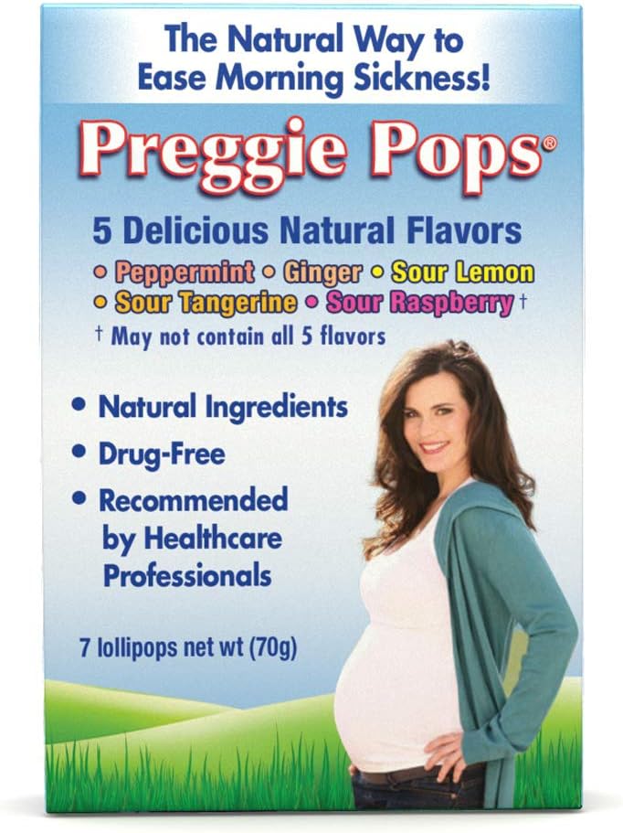 Preggie Pops ← 7 Lollipops ← La enfermedad de la mañana &amp; Alivio de Nausea durante el embarazo ← Seguro para embarazadas Mamá &amp; Baby ← Gluten Gratis 7 Sabores: Lemon, Raspberry, Peppermint &amp; More