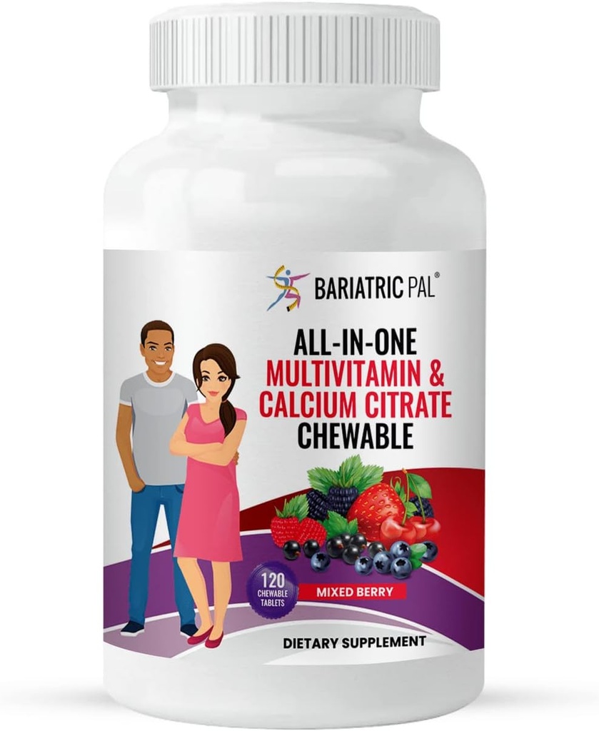BariatricPal "All-in-ONE Chewable Multivitamina con Citrato de Calcio " Hierro - Berry mixto (30-Day Supply)