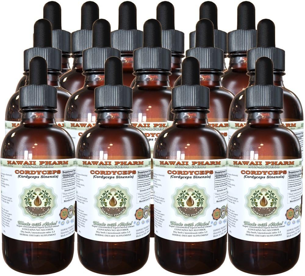 Cordyceps Extracto líquido libre de alcohol, Cordyceps (Cordyceps Sinensis) Mushroom Glycerite Hawaii Pharm Natural Herbal Suplemento 15x4 oz