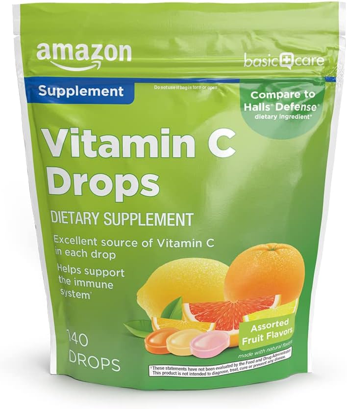 Cuidado básico Las gotas de suplemento de vitamina C, Lemon, Orange &amp; Grapefruit, 140 cuentan (Previously SoundHealth)