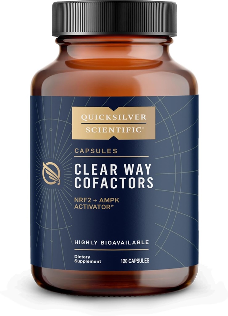 Quicksilver Scientific Clear Way Cofactores - Body Detox Cleanse Support with Vitamin B1, Dandelion Extract, Quercetin &amp; Nattokinase Enzyme - Antioxidant Cleanse to Support Gut Health (120 cápsulas)