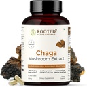 ROOTED Actives, Siberian Chaga Mushroom Extract, Certified Orgánica Vida 35% Beta Glucans - Lab Verified  sometida Antioxidant & Vitality Support (60 Veg Caps)