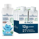 KATE FARMS Organic Pediatric 1.2 High Calorie Chocolate Nutrition Shake, 12g Protein, 27 Vitaminas y Minerales, Meal Replacement, 8.45 oz (6 pack)