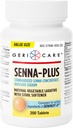 GeriCare Senna Plus Laxante Natural con Softener de Taburete, Sodio Docusate 50mg, Sennosides 8.6mg, 200 Tabletas (Pack of 1)