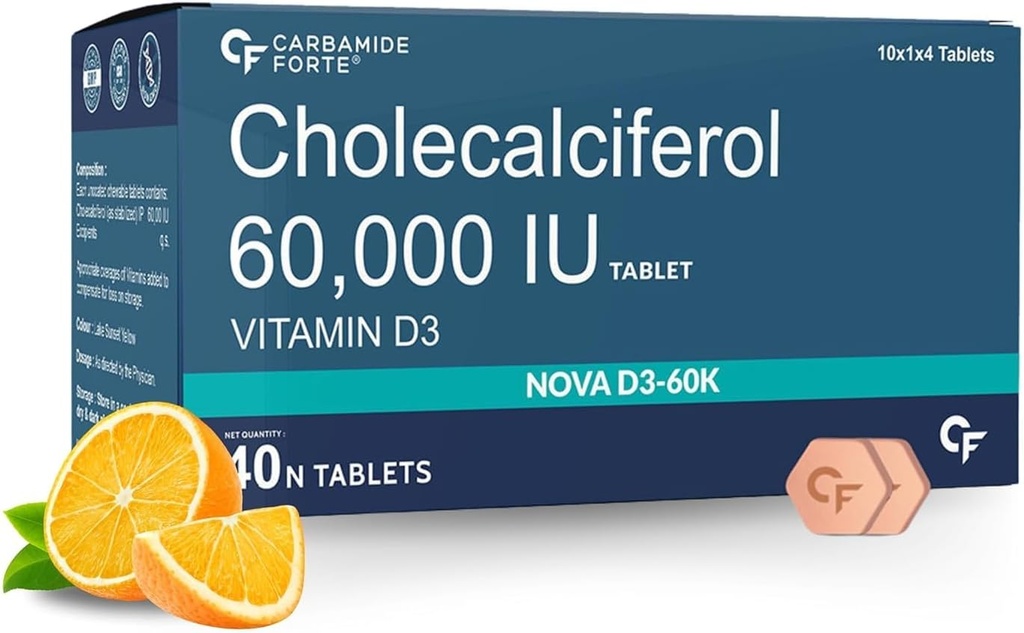 Genérico Vitamina D3 60000 UI - Colecalciferol Chewable Vitamina D Suplemento para Hombres Mujer - 40 Tabletas, Nautral