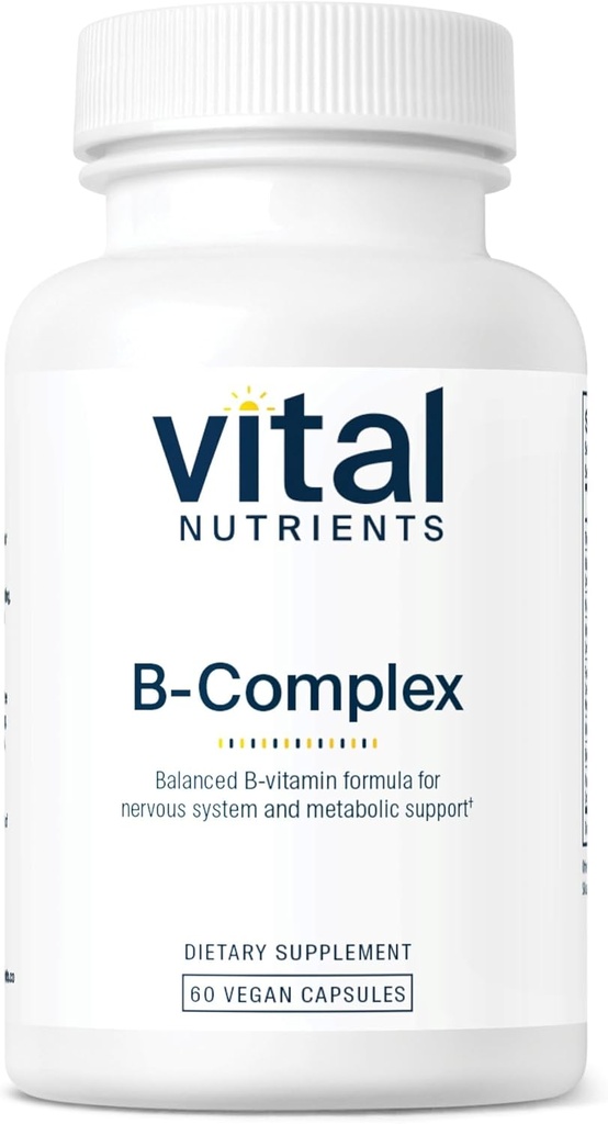Nutrientes Vitales Vitamina B-Complex ANTE Vegan Complejo de alta potencia Vitaminas TENIDO B Vitaminas Apoyo Energía Producción, Metabolismo y Salud del Corazón* TENIDO Gluten, Lácteo, Soy Libre ANTE 60 cápsulas
