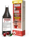 Emulsión de Escocia con aceite de hígado de bacalao – sabor de cereza – Vitaminas A, D, E &amp; B1 para soporte de inmuno y hígado – Suplemento líquido para niños – 15.3 Fl Oz TENIDO 1-Pack