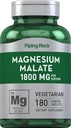 Piping Rock Magnesium Malate tención 1800 mg  180 Caplets peru Vegetarian, Non-GMO, Gluten Free Supplement