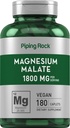 Piping Rock Magnesium Malate tención 1800 mg  180 Caplets peru Vegetarian, Non-GMO, Gluten Free Supplement