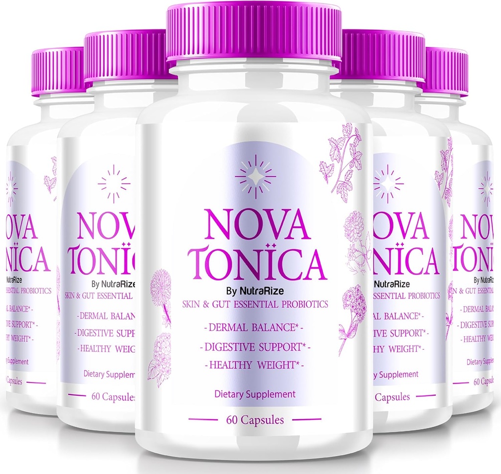 (5 Pack) NovaTonica Capsules, Nova Tonica para apoyar la piel naturalmente saludable y de alumbramiento, suplemento extra fuerte para soportar la hidratación, las píldoras de vitaminas que potencian la piel, las críticas de Nova Tonic (300 cápsulas)