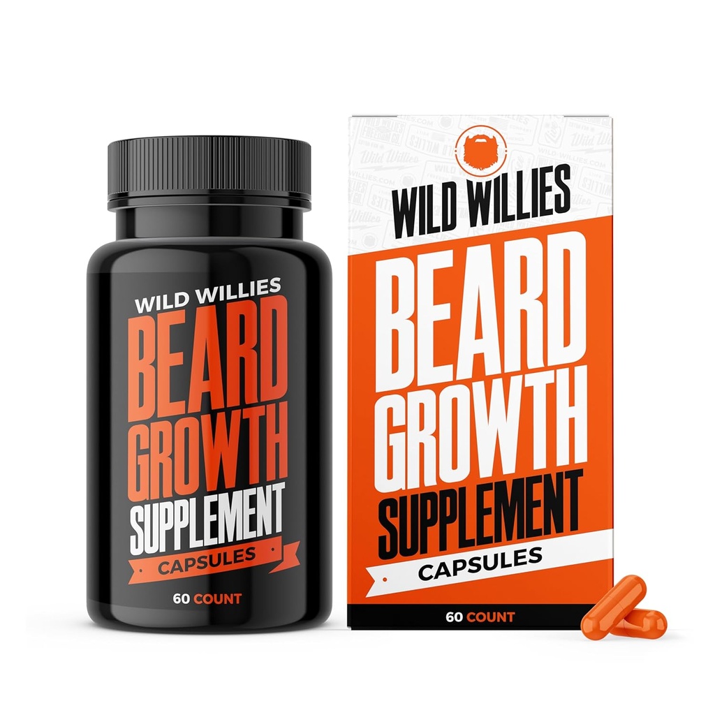 Alimentos silvestres Crecimiento de barba Vitaminas - Natural BioSitol ASX Complejo Beard Suplementos de crecimiento para hombres - 60 cápsulas Anti Píldoras de pérdida de cabello - Suplemento para el soporte de barba más completo, prevenir la picadura