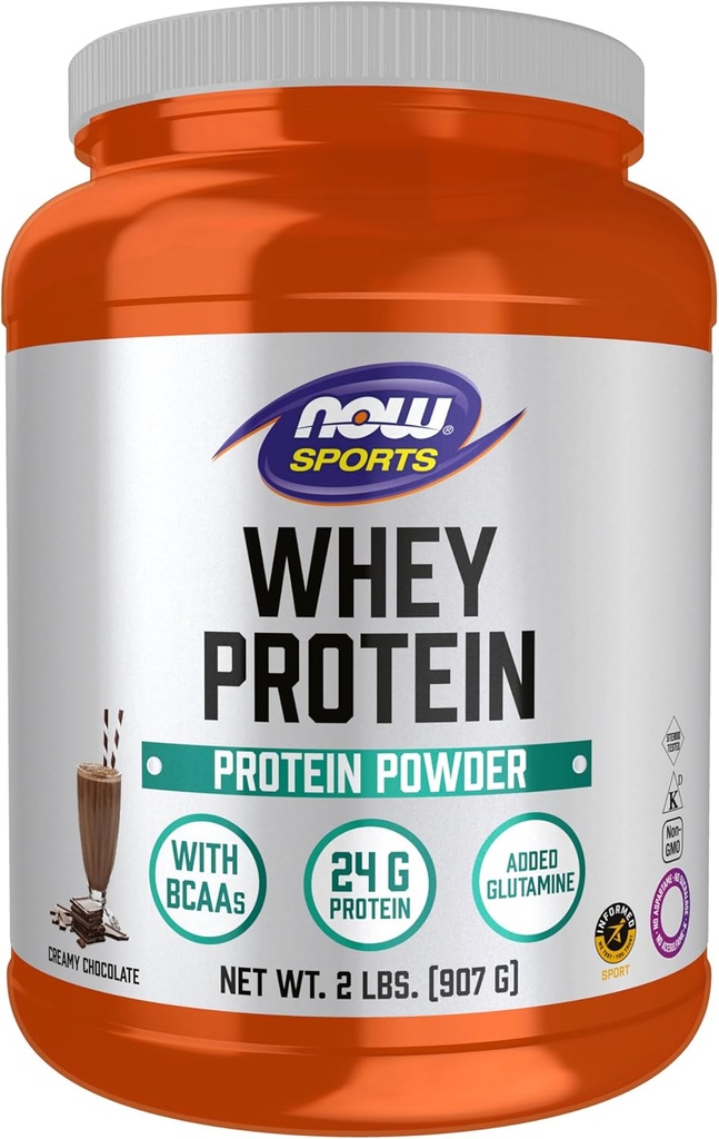 AHORA Foods Sports Nutrition, Whey Protein, 24 G Con BCAAs, Creamy Chocolate Powder, 2 libras