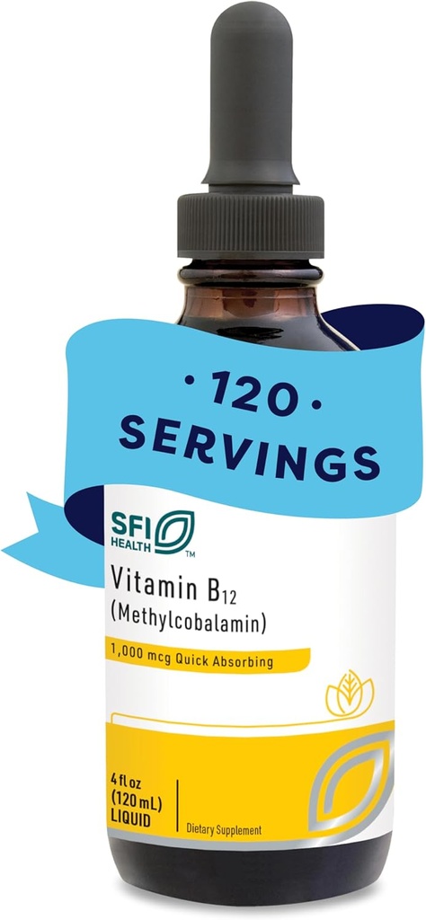 Klaire Labs Vitamina B12 Liquid - Methylcobalamin B12 Drops - Formulado para Absorción Superior - Apoyo Cognición Saludable " Entrega eficaz de nutrientes - Vegan (120 Servings, 4 Fl Oz)