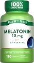 La verdad de la naturaleza Melatonin Tablets Silencio 10mg Silencio 180 Cuenta Silencioso con L-Theanine ← Suplemento gratis para adultos Silencio Vegan, No-GMO &amp; Gluten Suplemento gratuito