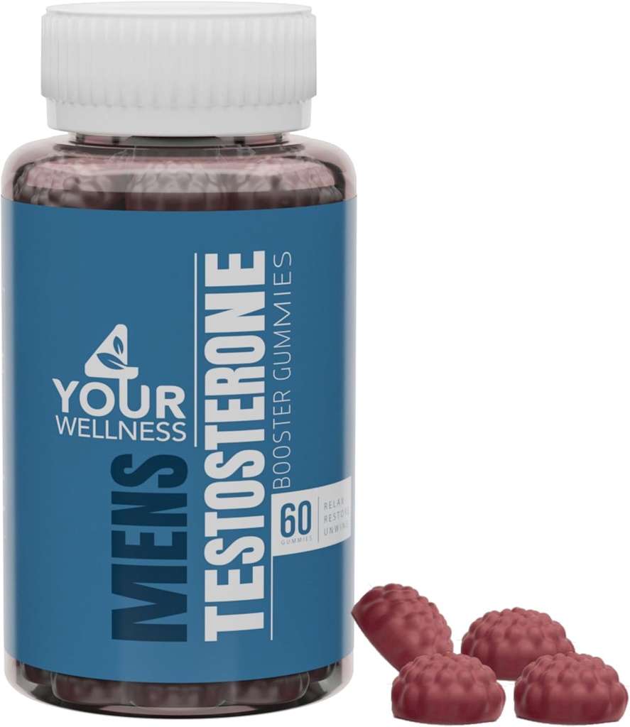 Testosterona Booster Gummies Suplemento para Hombres, Boosting Muscle Growth, Stamina and Performance with Tongkat Ali, Horny Goat Weed, Tribulus Terrestris, Fenugreek, &amp; Maca (60 Count (Pack of 1))