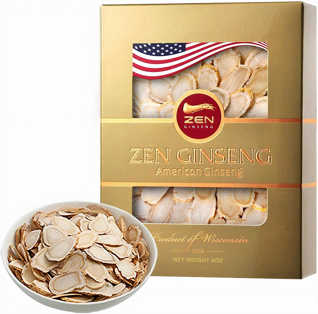 American Wisconsin Ginseng Slices — Mejora de la energía, el rendimiento, " Salud mental para hombres y mujeres (4 Oz. (Pack of 1))