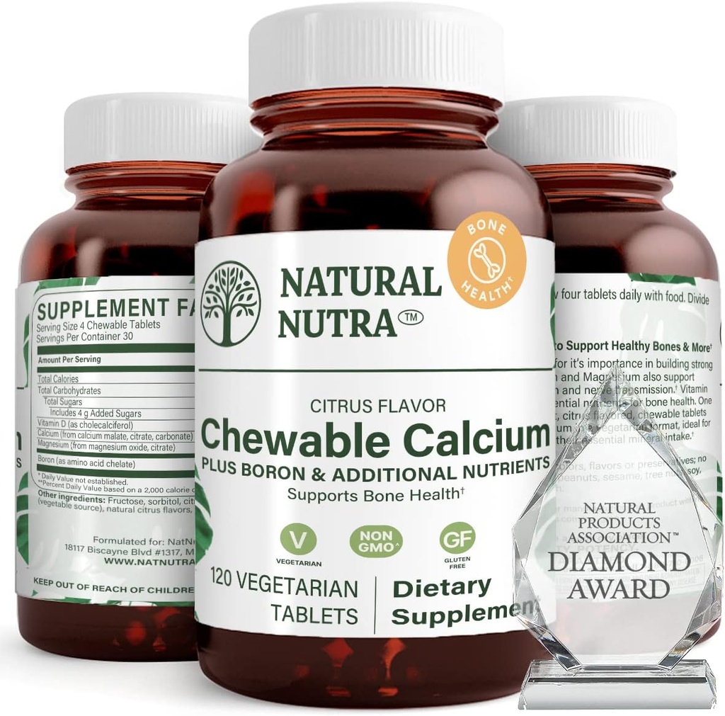 Suplemento de calcio natural nutra para la fuerza ósea, promueve la salud muscular, ayuda a mejorar la salud de los dientes, apoyar la salud nerviosa y la salud cardiovascular, mejorar la fuerza ósea, 120 tabletas