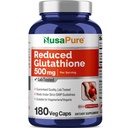 NusaPure Reducido Glutathione 500mg 180 Veggie Capsules (Vegan,No-GMO) L-Glutathione