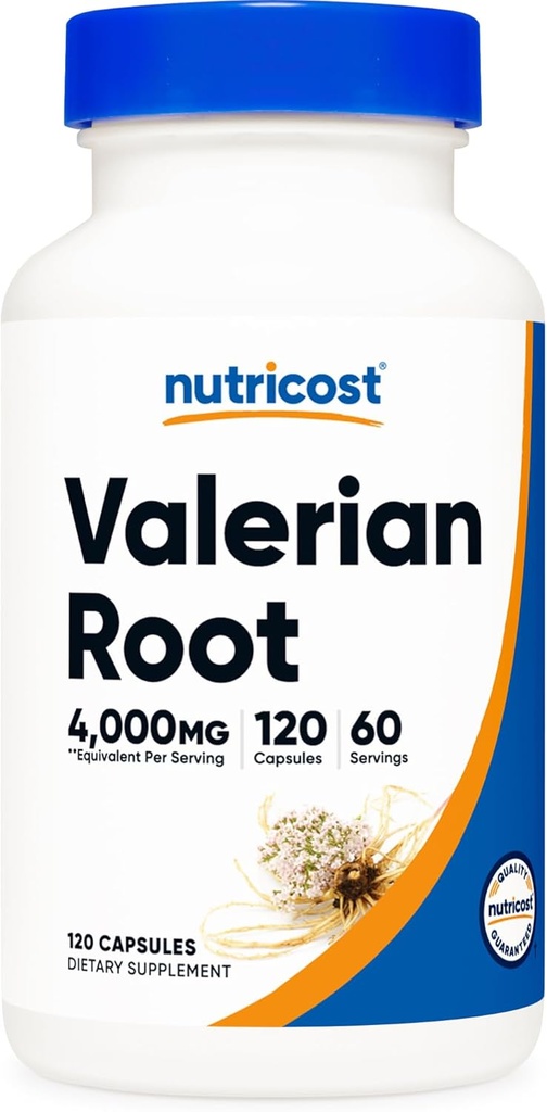 Nutricost Valerian Root Capsules (1000mg Por Serving) 120 Capsules - 4,000mg Equivalent Por Serving (4:1 Extracto), Vegetarian Caps, Gluten Free, Non-GMO