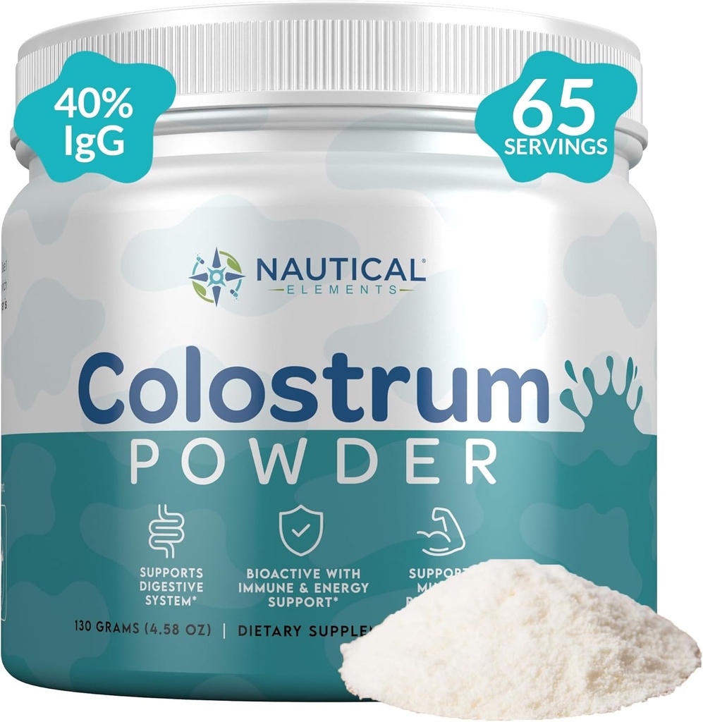 Pure Colostrum Powder 130g, 40% IgG, 65 Servings ¦ First 4-6 Hour Milking, Grass-Fed, Pasture Raised, Unflavored Bovine Colostrum Suplemento de Midwest USA Farm  Calostro Bovino para Adultos