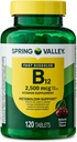 Spring Valley, Vitamina B12 2500 MCG, B12 Quick-Dissolve Cherry Flavor Tablets Dietary Supplement, Vitamina B12, 120 Cuenta - Nuevo Look (Pack of 1)