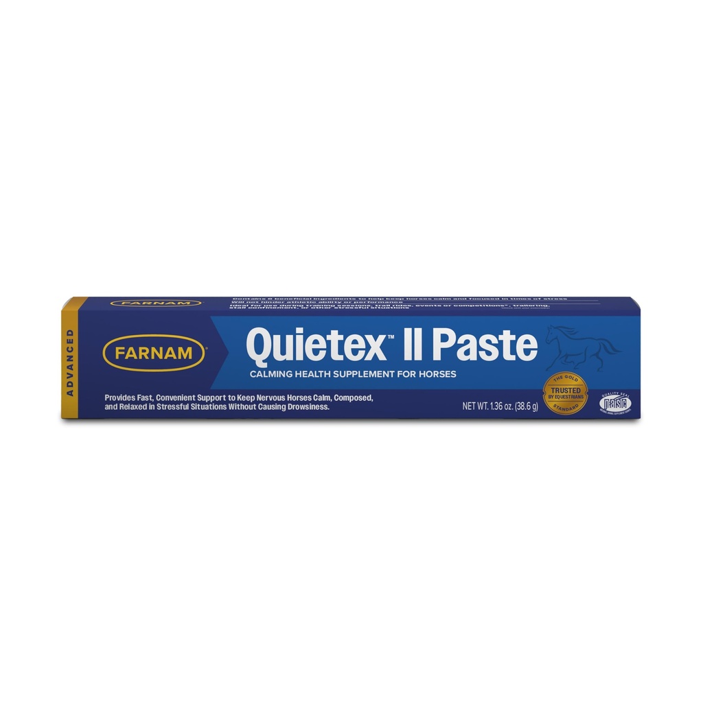 Farnam Quietex II Pegamento para caballos, ayuda a manejar el comportamiento nervioso y mantener los caballos tranquilos " compuestos en situaciones estresantes, jeringa de 32,5 ml