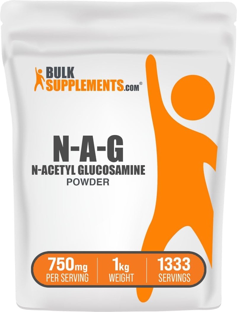 BulkSupplements.com N-Acetyl Glucosamine Powder - NAG Powder, Glucosamine 750mg, Nutritional Supplement - Gluten Free, 750mg of per Serving, 1kg (2.2 lbs) (Pack of 1)