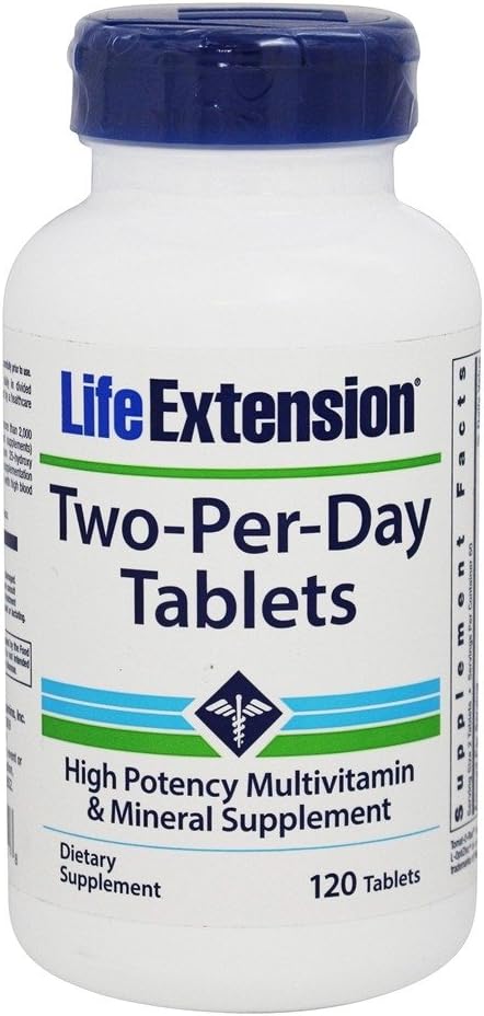 Life Extension Two-Per-Day Tablets Super-Potent Multivitamin & Mineral Supplement 120 Tablets