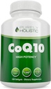 Purely Holistic CoQ10 100mg - 240 SoftGels - 8 Month Supply - Ubiquinone Coenzyme Q10 Supplement - with Organic Olive Oil - Soy Free Co Q 10 - Made in The USA