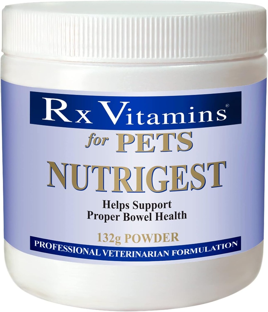 Rx Vitamins for Pets Nutrigest for Dogs & Cats - Helps Support Proper Bowel & Digestive Health - Veterinarian Formulated Probiotic - Powder 132g