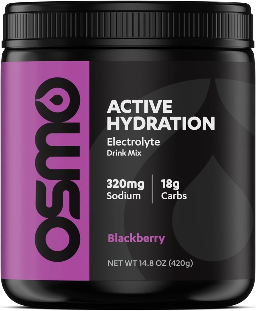Powder de hidratación activa de Osmo (20 Servings) - Incluye Sodio, Magnesio, Potasio, Carbs & Vitaminas, Azúcar de caña - Todos los ingredientes naturales, Hidratación de Faster 3X, Potencia de botas y resistencia