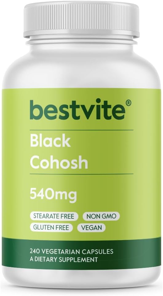 BESTVITE Black Cohosh 540mg (240 cápsulas vegetarianas) - No Stearates - No Fillers - Vegan - No GMO - Gluten Gratis