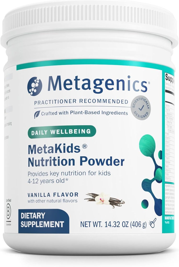 Metagenics MetaKids Nutrición Polvo - Niños Multivitamina Polvo - Con un Prebiótico, DHA, Proteína " Aminoácidos - Proteína Completa - No GMO " Libre de gluten