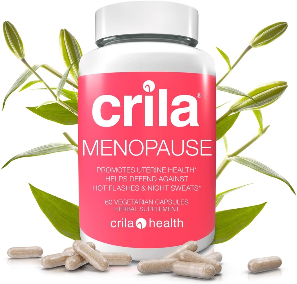 Crila Health Menopause Supplements for Women - 60 Ct. I Night Sweats & Hot Flashes Menopause Relief for Women with No Estrogen, Natural Ingredients, Reduce Moods Swings, Fatigue & Bloating*