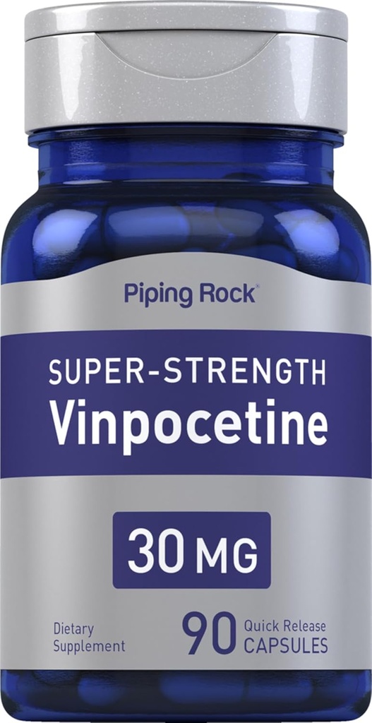 Piping Rock Vinpocetine 30mg  90 Capsules ← Super-Strength Supplement Silencio Non-GMO, Gluten Free