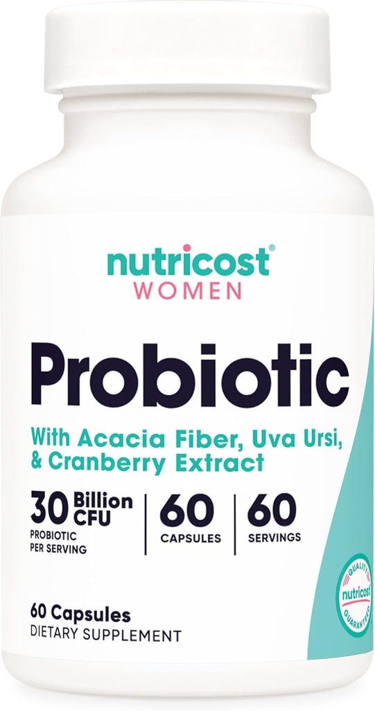 Nutricost Probiotic for Women 30 Billion CFU, 60 Capsules - Complejo con Acacia Fiber, Uva Ursi & Cranberry Extract, Non-GMO & Gluten Free