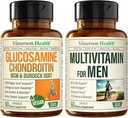 Vegan Glucosamine Chondroitin MSM Joint Support Suplemento & Complete Multivitamin for Men