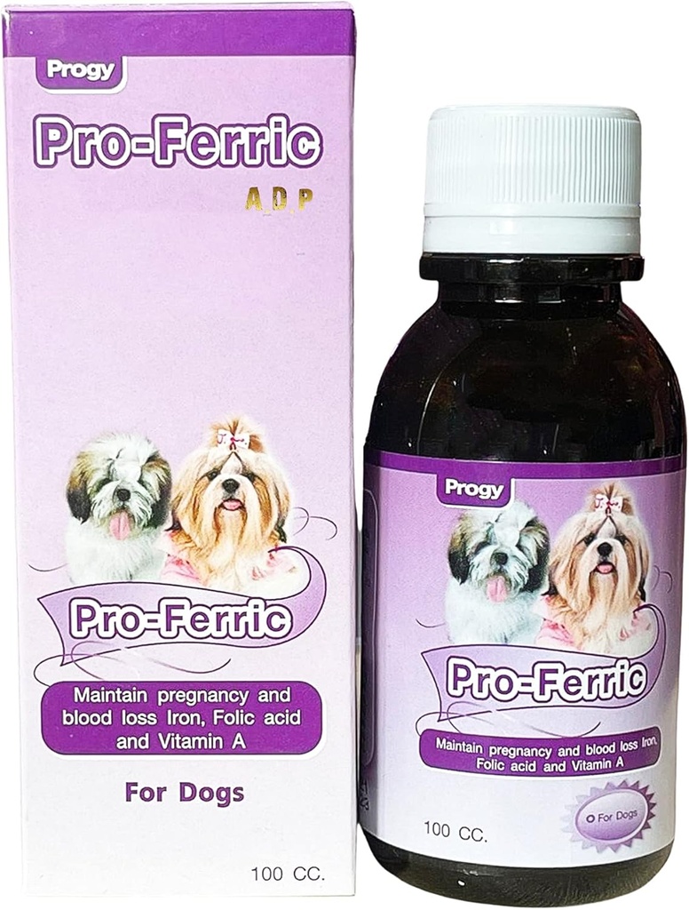 PRO-FERRIC 100 CC. Liquid Tonic Best Pet Booster Blood Support for Dogs Puppies Iron & Multi Vitamins Supplement Super Increasing Animal Immunity Energy & Power, Folic B6 B12 promueve Red Blood Cell
