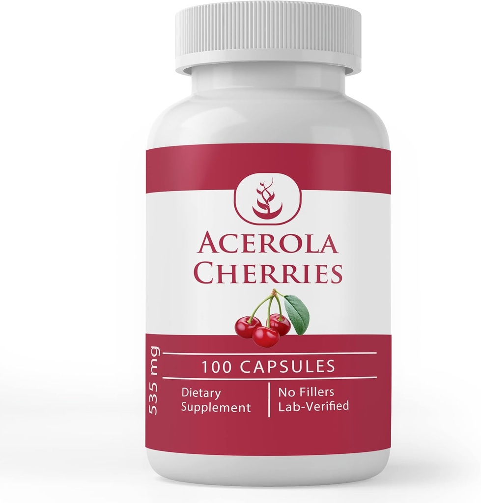 Ingredientes originales puros Acerola Cherry, (100 cápsulas) Siempre puros, sin aditivos ni artillerías