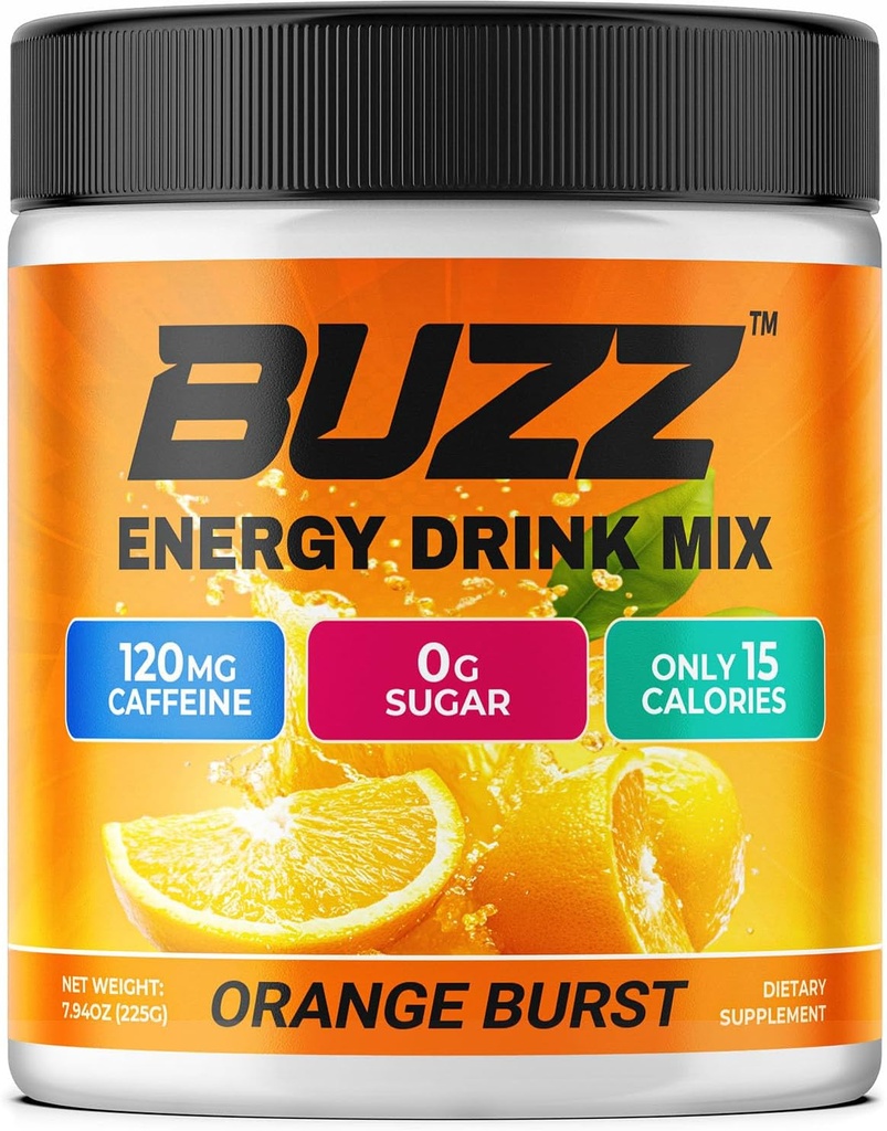 Mañana Buzz Energy Drink Powder - Energy Boost Drink Mix - Sugar-Free Energy with Antioxidants - Morning Kickstart and Sports Nutrition Endurance Product - 30 Servings, Orange Burst, 8 Ounces